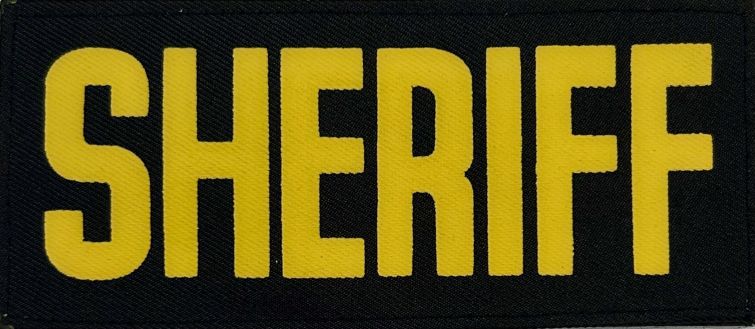 SHERIFF GOLD ON BLACK BACK PATCH 5.5"W X 2 5/8"T - VELCRO.